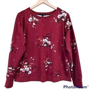 TORRID RED FLORAL PONTE LONG SLEEVE SWEATSHIRT Size 1X